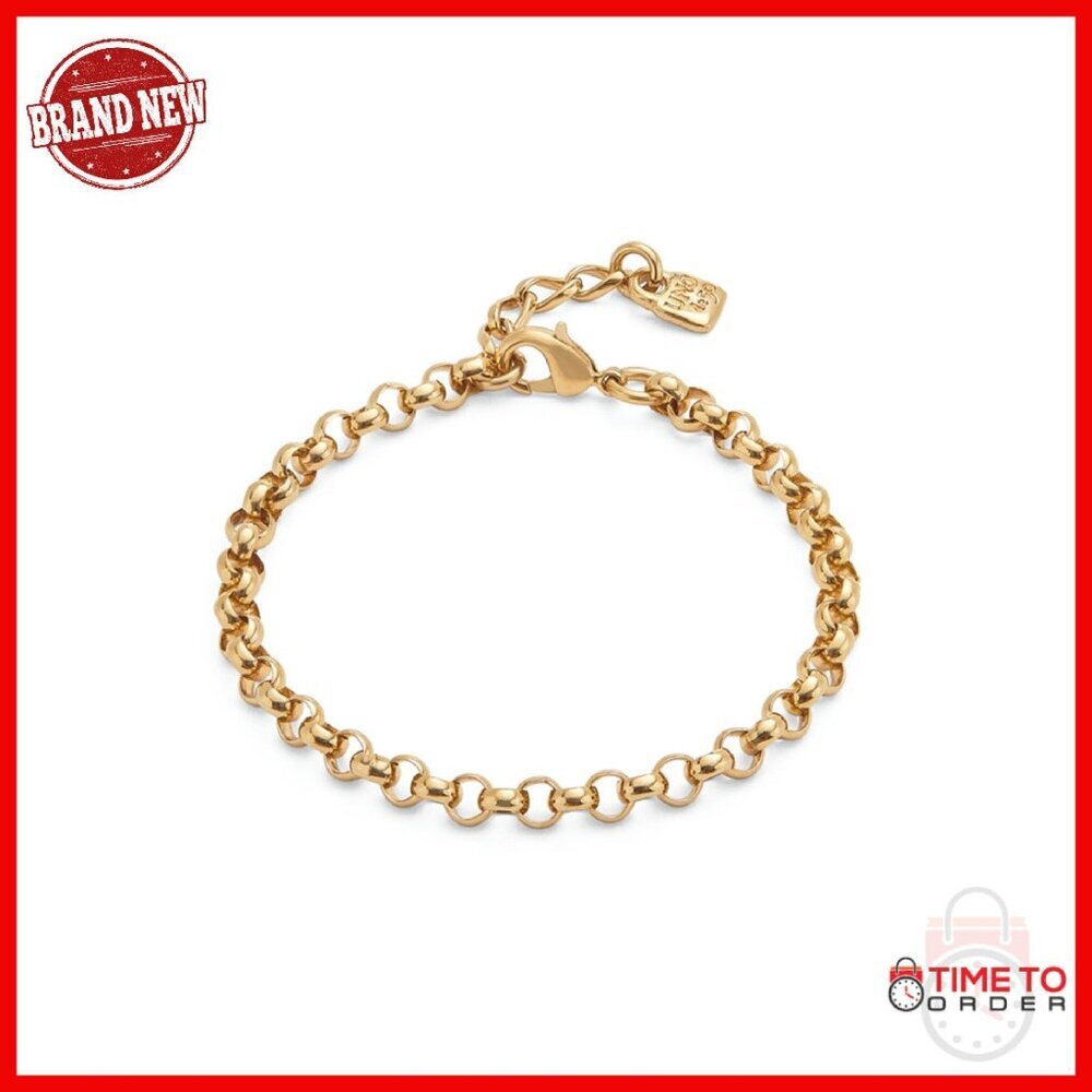 18K Gold-Plated Rolo Chain Bracelet Adjustable 7-8" Murano Glass
